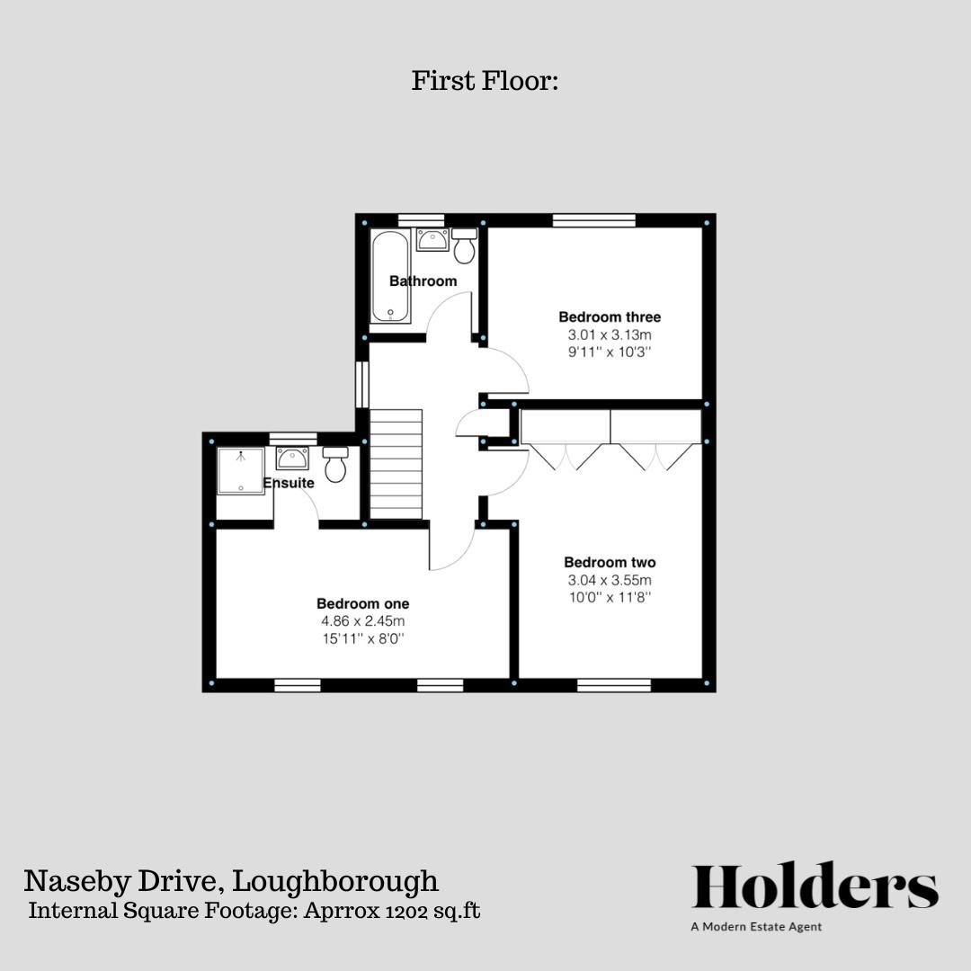 First Floor Floorplan for Naseby Drive, Loughborough