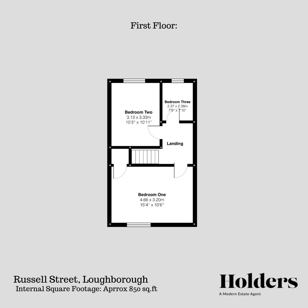 First Floor Floorplan for Russell Street, Loughborough