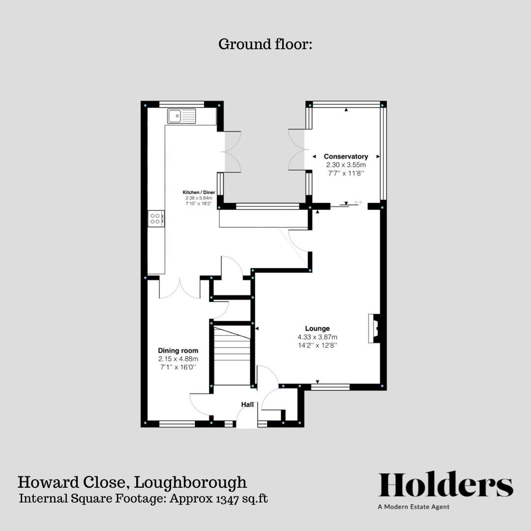 Ground Floor Floorplan for Howard Close, Loughborough