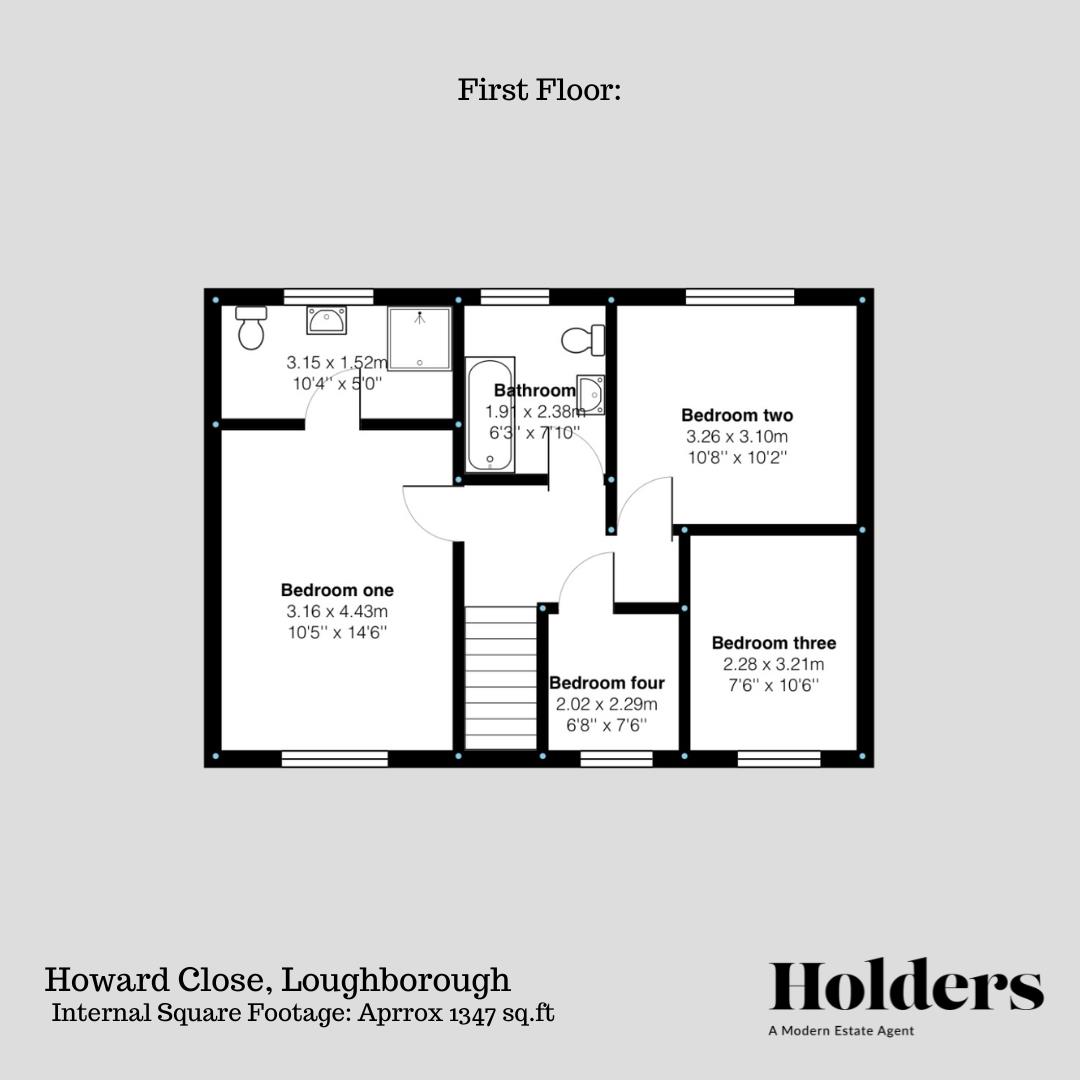 First Floor Floorplan for Howard Close, Loughborough