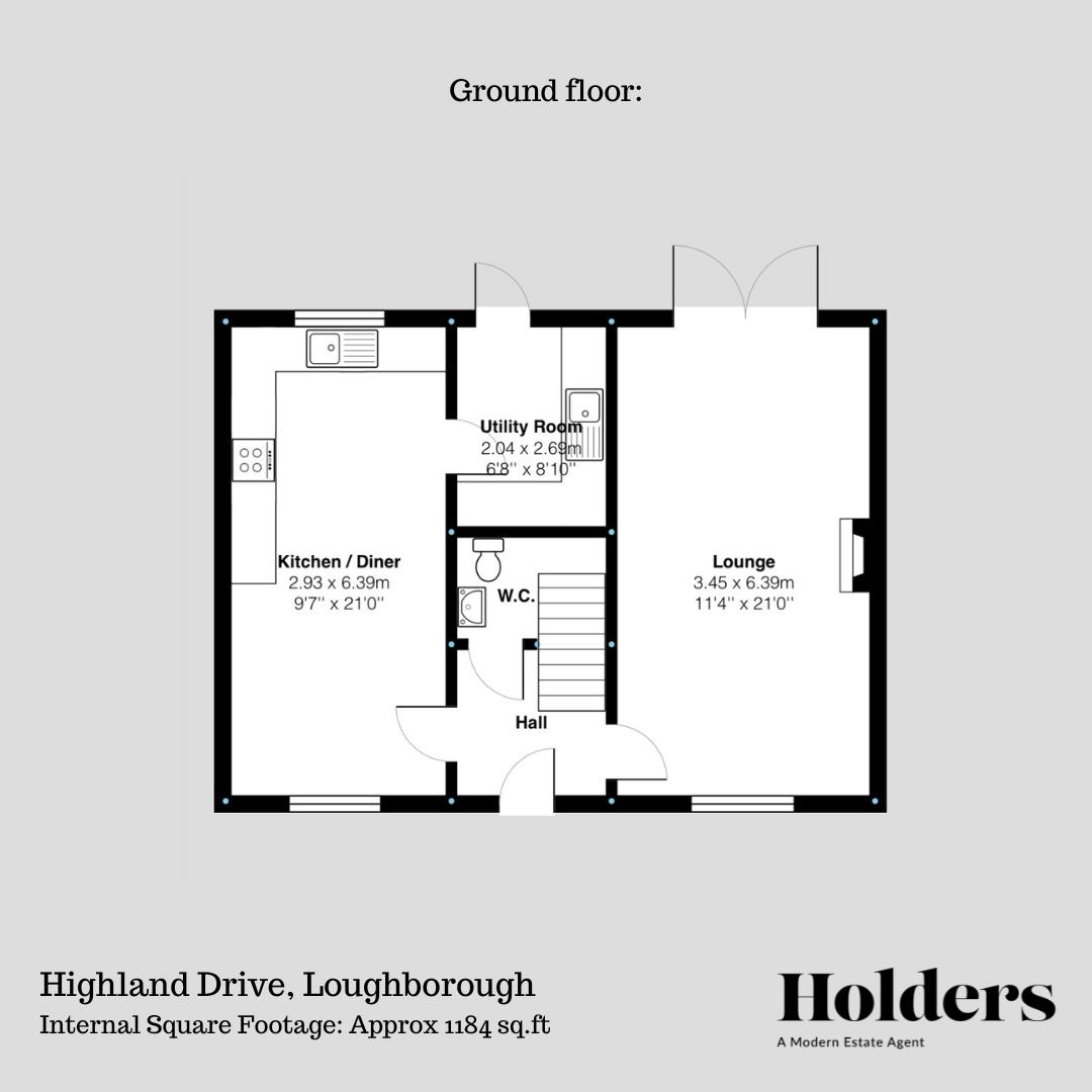 Ground Floor Floorplan for Highland Drive, Loughborough