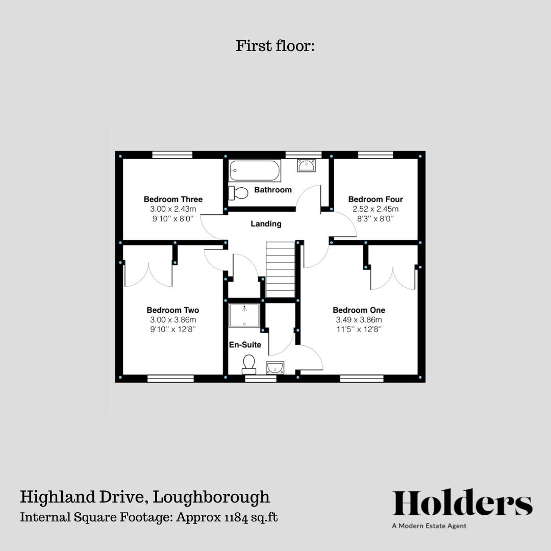 First Floor Floorplan for Highland Drive, Loughborough