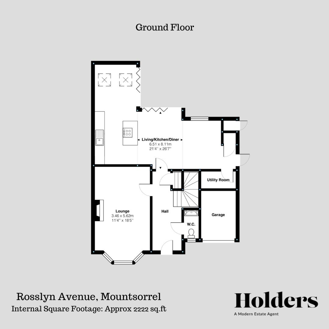 Ground Floor Floorplan for Rosslyn Avenue, Mountsorrel, Loughborough
