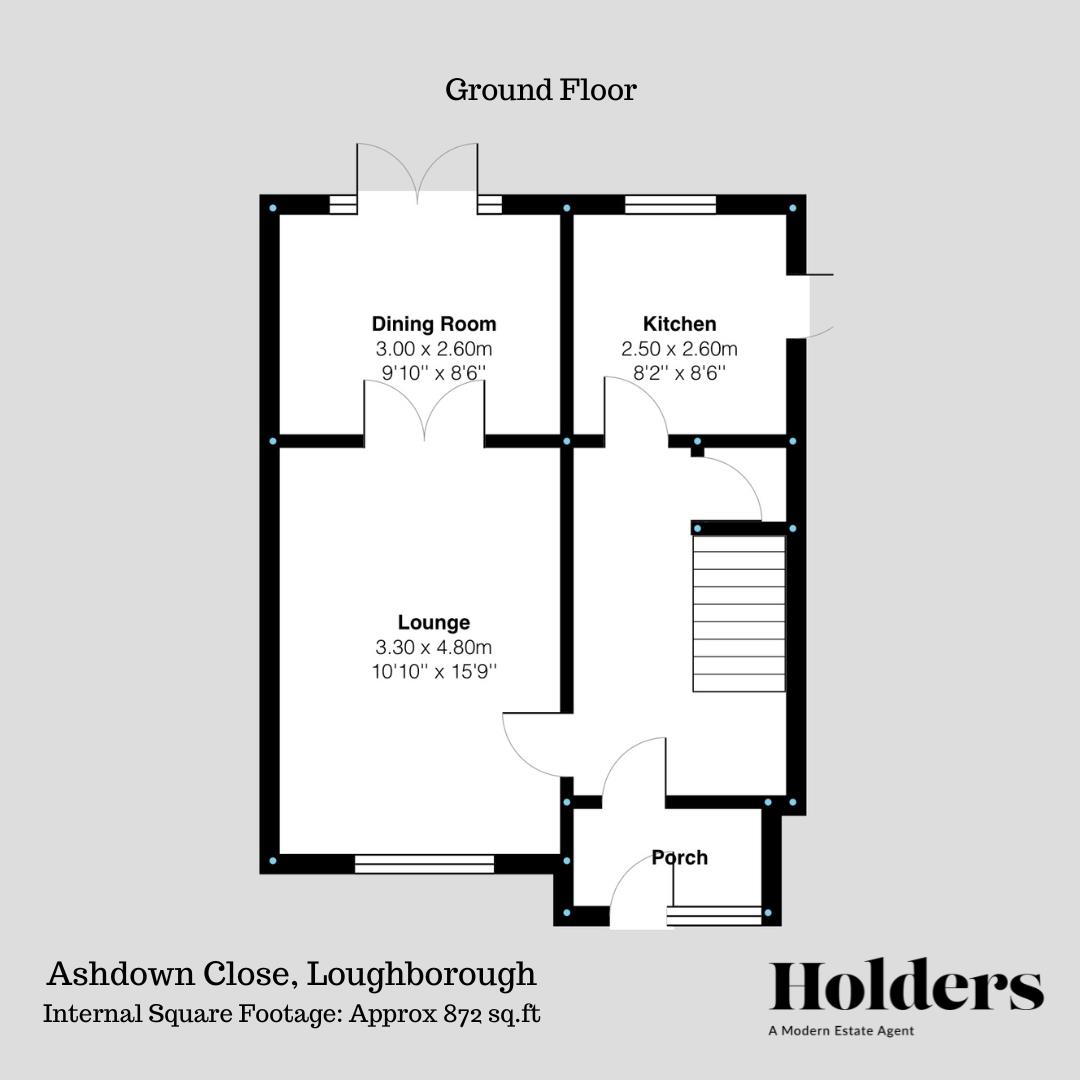 Ground Floor Floorplan for Ashdown Close, Loughborough