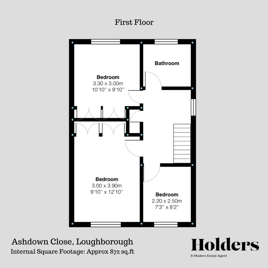 First Floor Floorplan for Ashdown Close, Loughborough