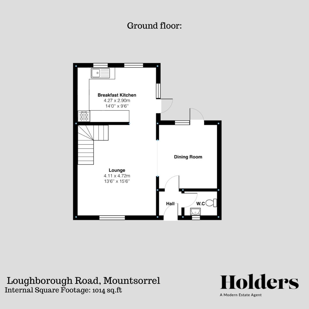 Ground Floor Floorplan for Loughborough Road, Mountsorrel, Loughborough