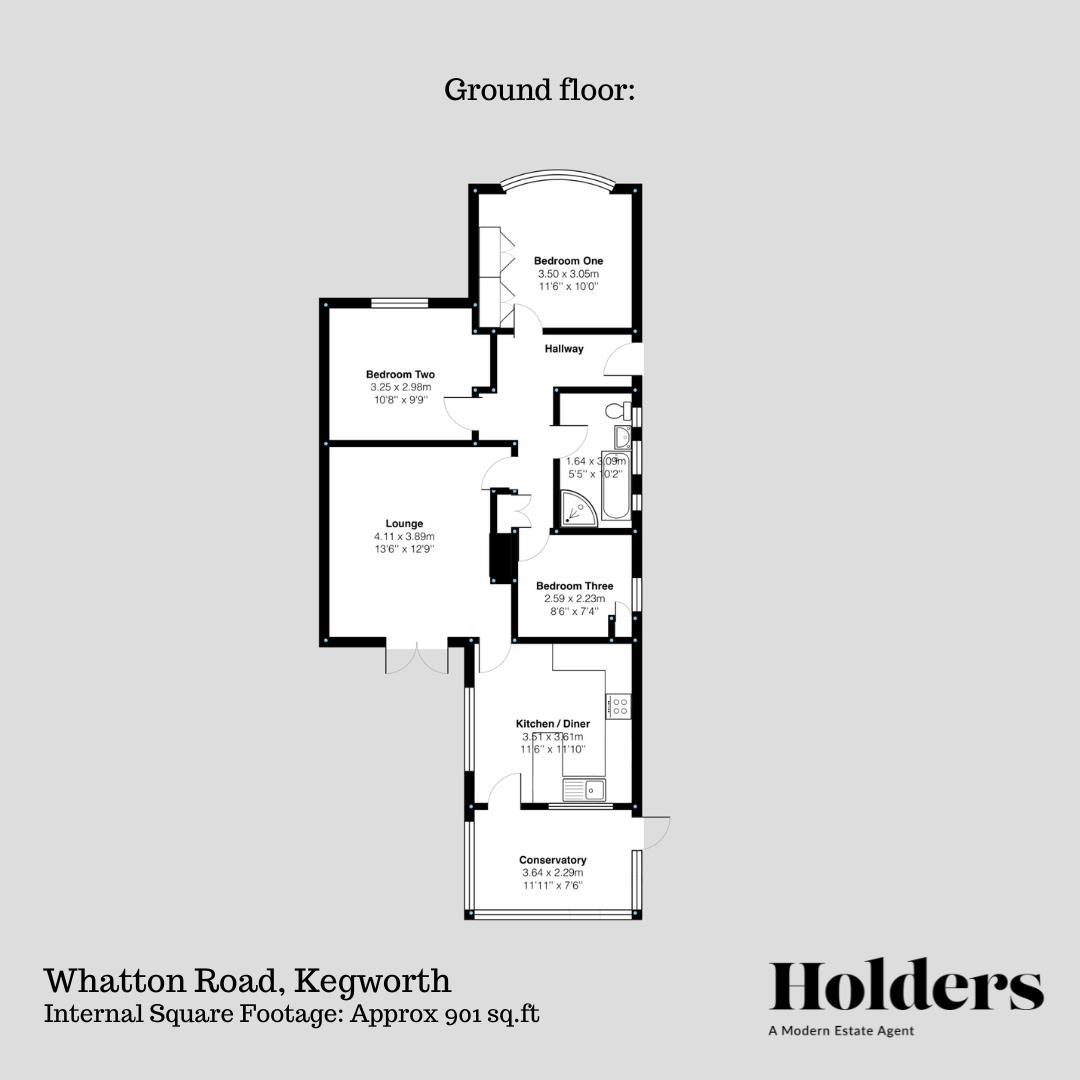 Ground Floor Floorplan for Whatton Road, Kegworth