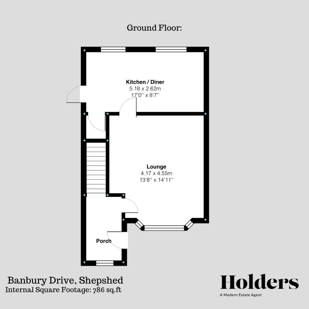 Ground Floor Floorplan for Banbury Drive, Shepshed, Loughborough
