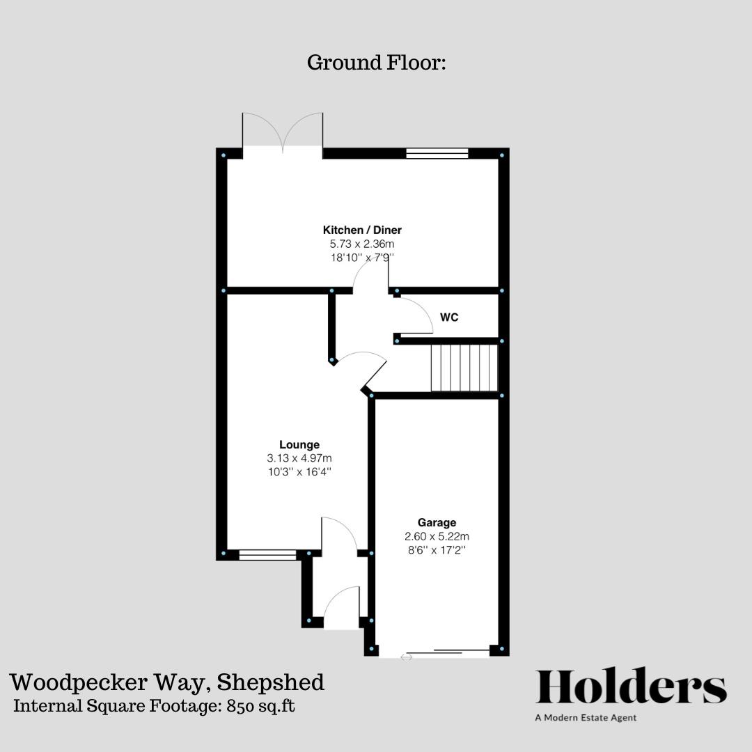 Ground Floor Floorplan for Woodpecker Way, Shepshed, Loughborough