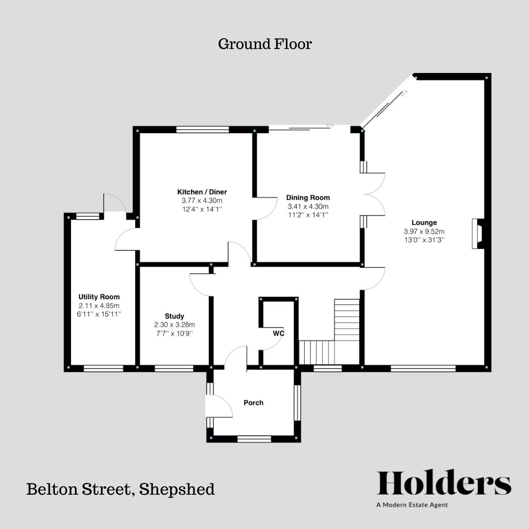 Ground Floor Floorplan for Belton Street, Shepshed, Loughborough
