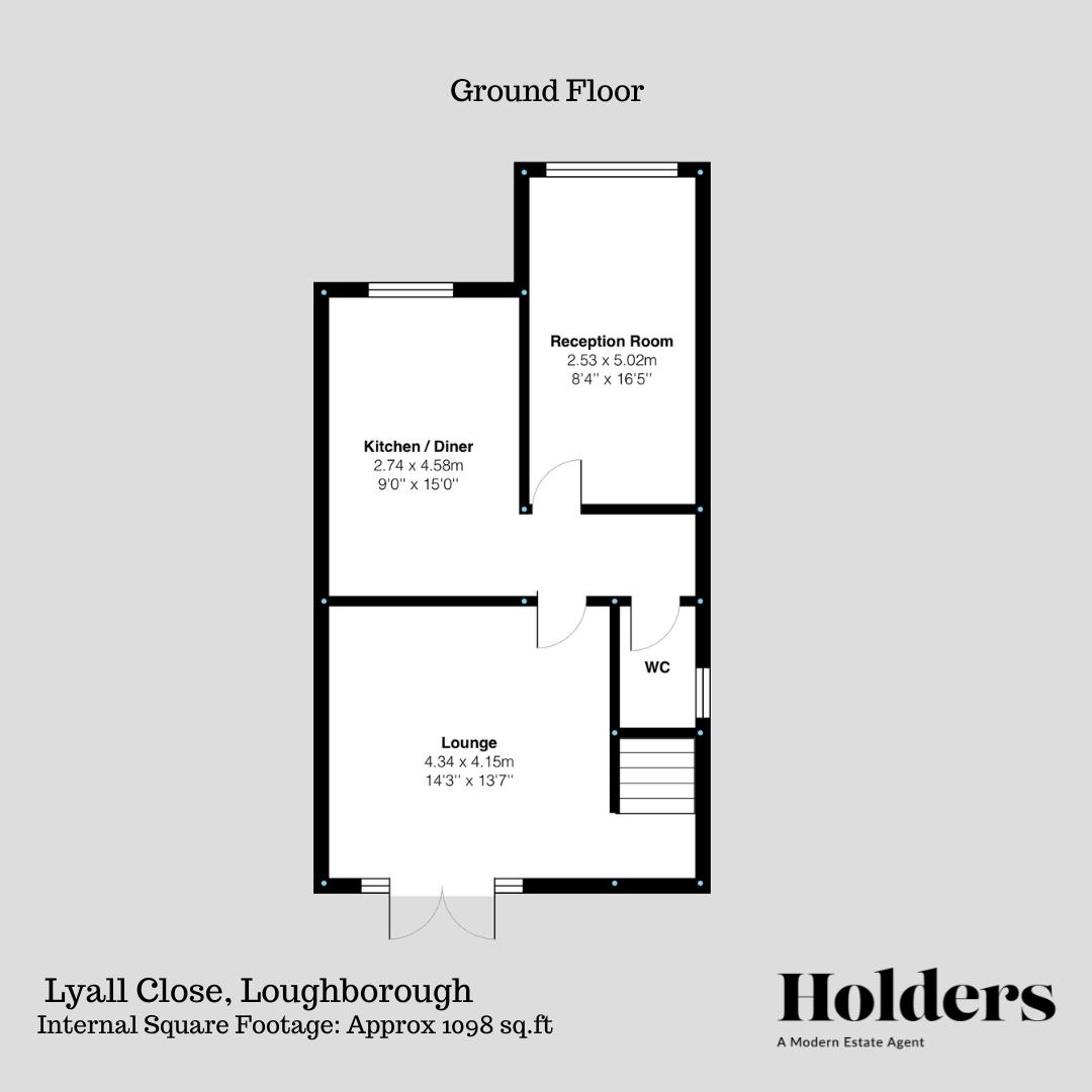 Ground Floor Floorplan for Lyall Close, Loughborough