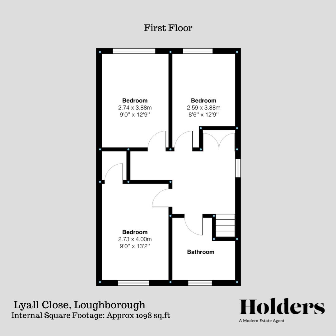 First Floor Floorplan for Lyall Close, Loughborough
