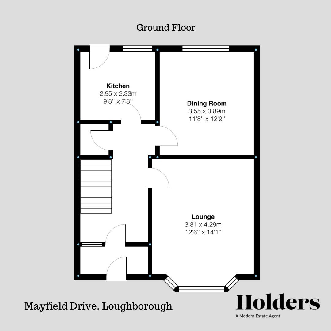 Ground Floor Floorplan for Mayfield Drive, Loughborough