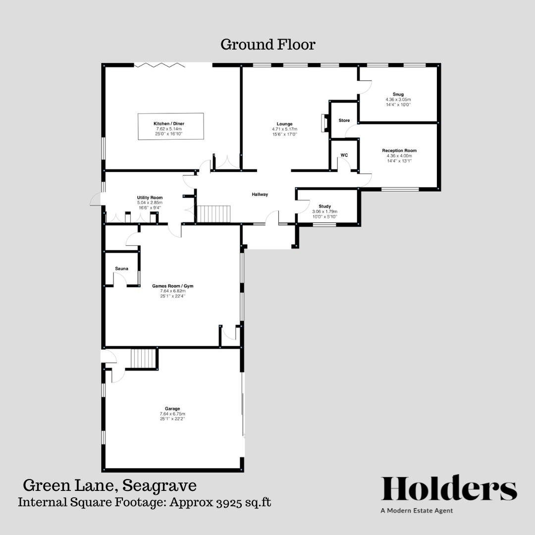 Ground Floor Floorplan for Green Lane, Seagrave, Loughborough