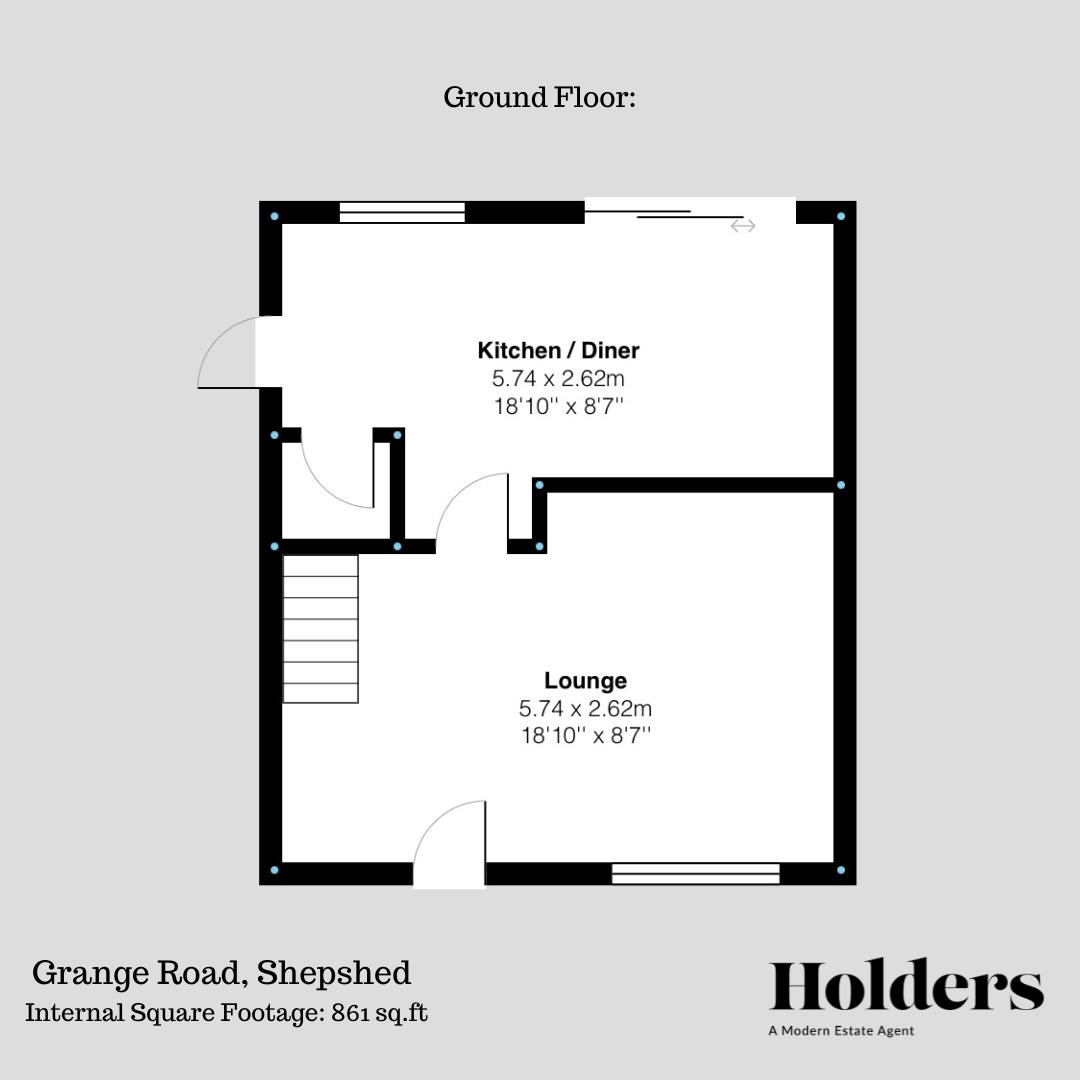 Ground Floor Floorplan for Grange Road, Shepshed, Loughborough
