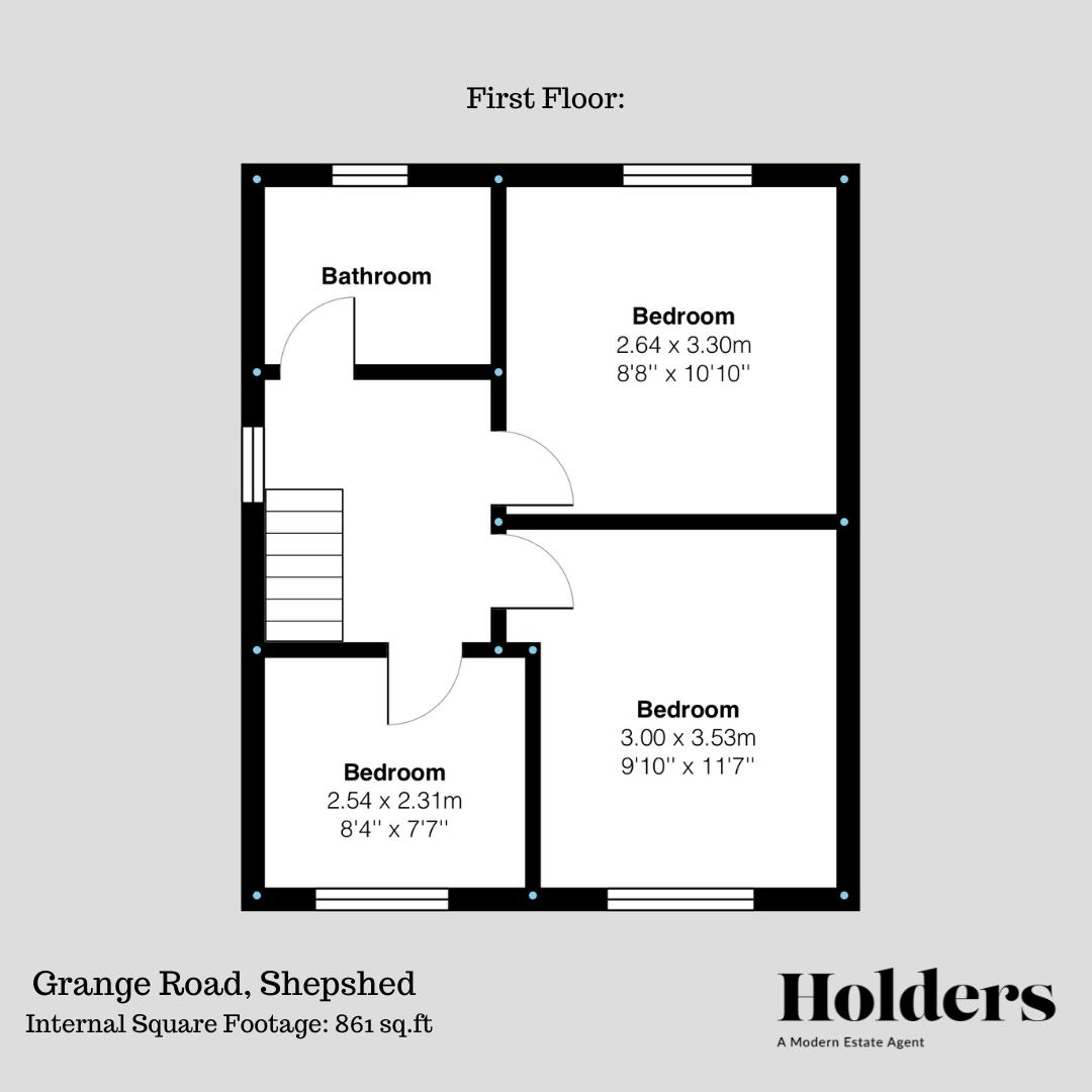First Floor Floorplan for Grange Road, Shepshed, Loughborough