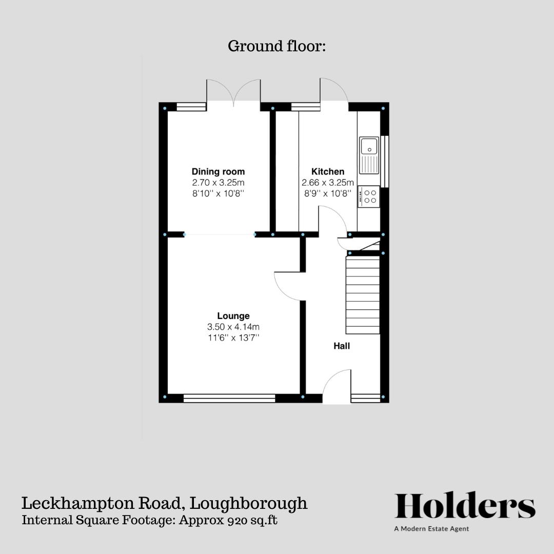 Ground Floor Floorplan for Leckhampton Road, Loughborough