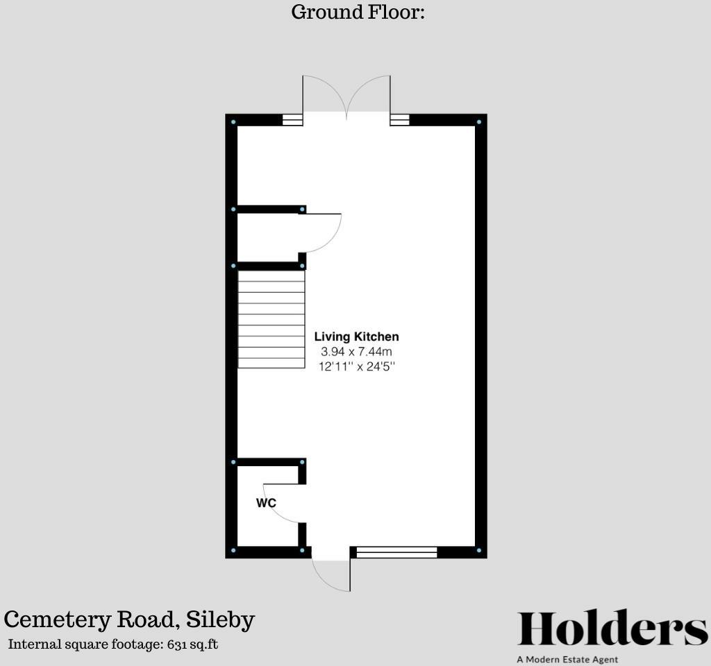 Ground Floor Floorplan for Brick Kiln Lane, Sileby, Sileby