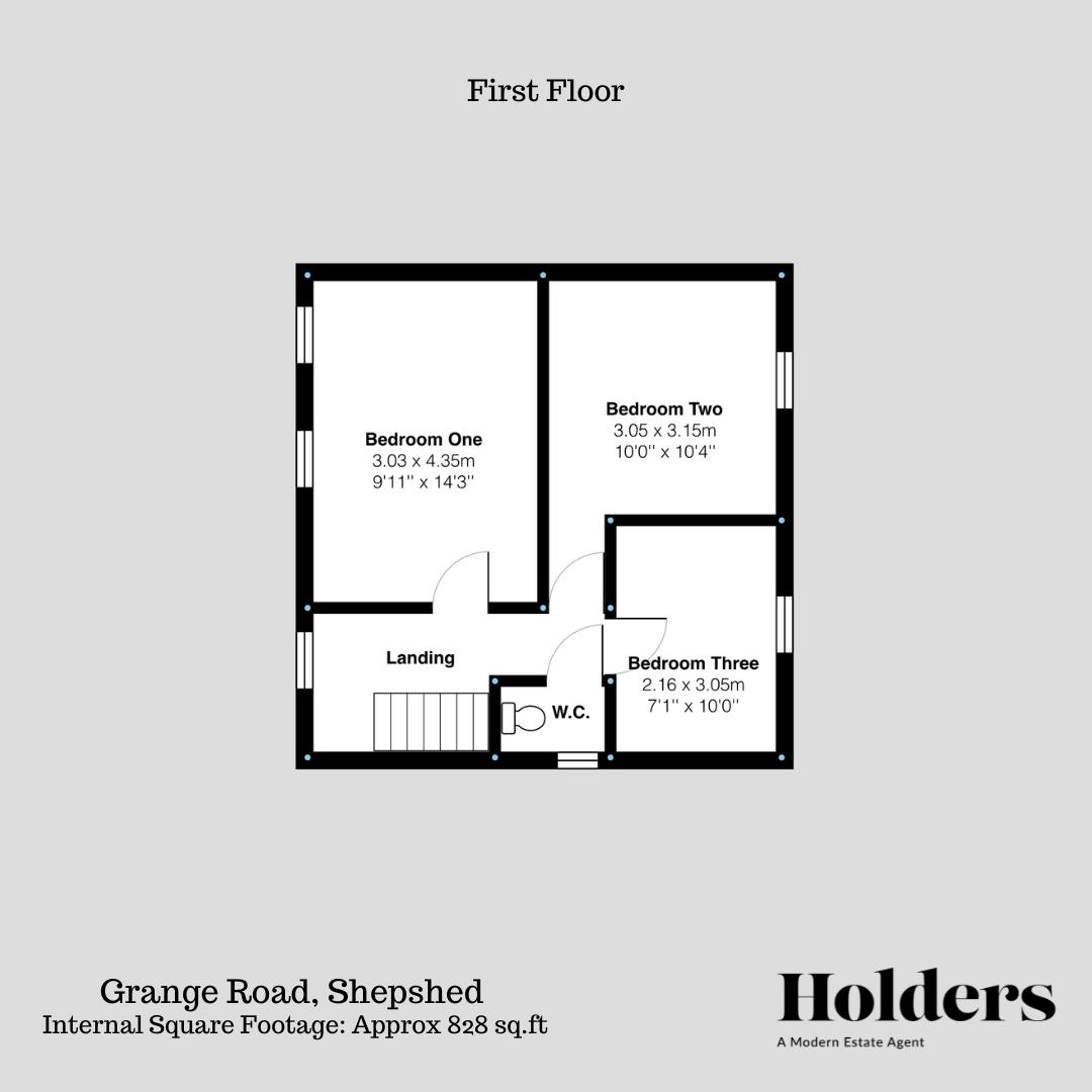 First Floor Floorplan for Grange Road, Shepshed, Loughborough