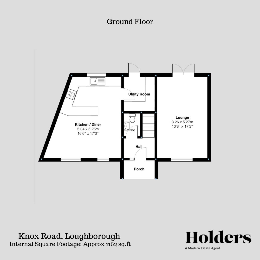 Ground Floor Floorplan for Knox Road, Loughborough
