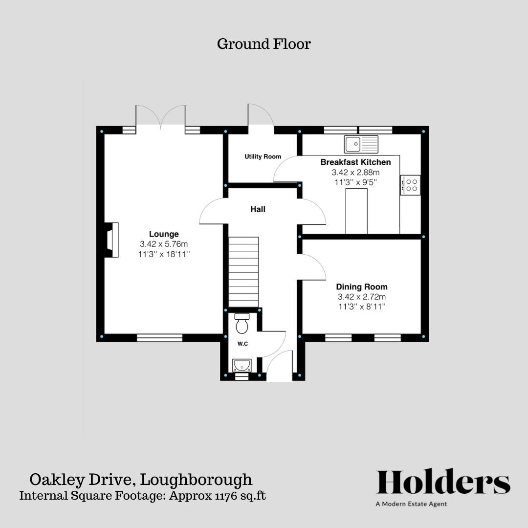 Ground Floor Floorplan for Oakley Drive, Loughborough