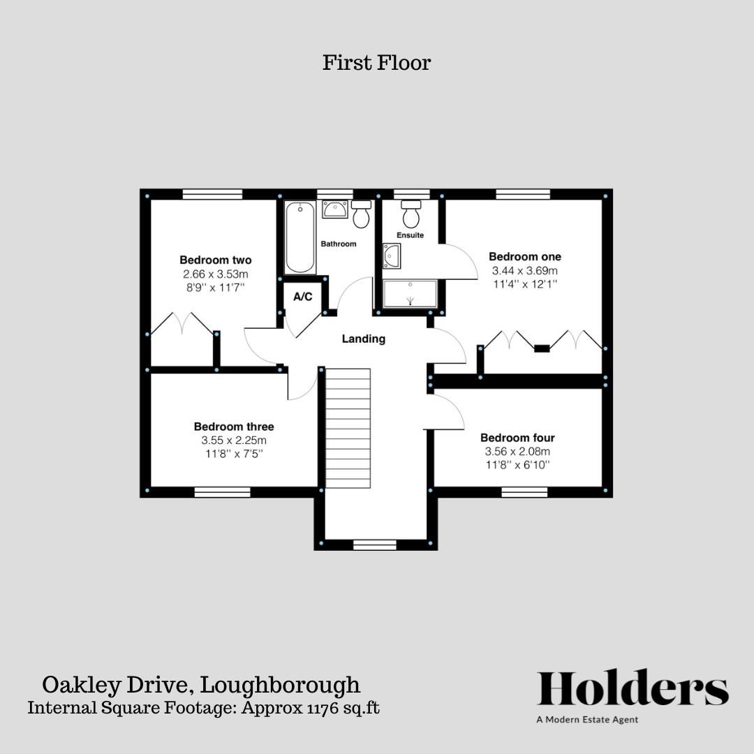 First Floor Floorplan for Oakley Drive, Loughborough