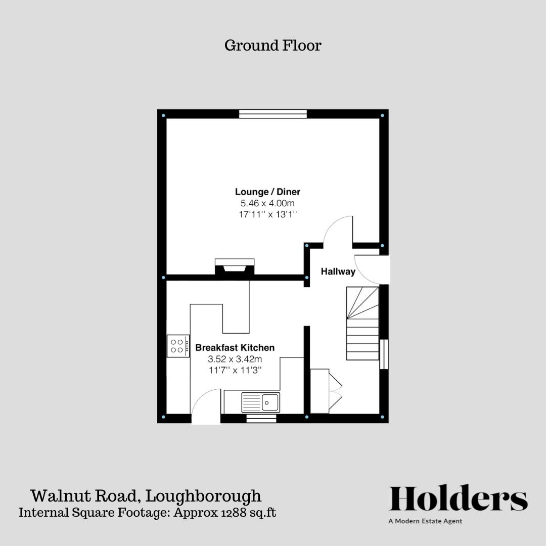 Ground Floor Floorplan for Walnut Road, Loughborough