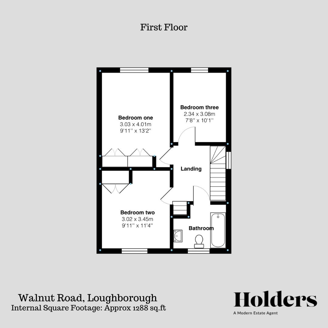 First Floor Floorplan for Walnut Road, Loughborough