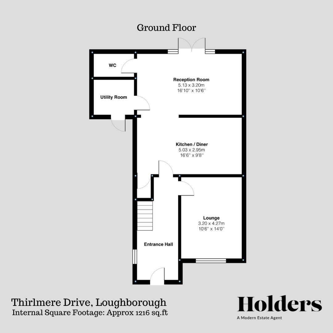 Ground Floor Floorplan for Thirlmere Drive, Loughborough