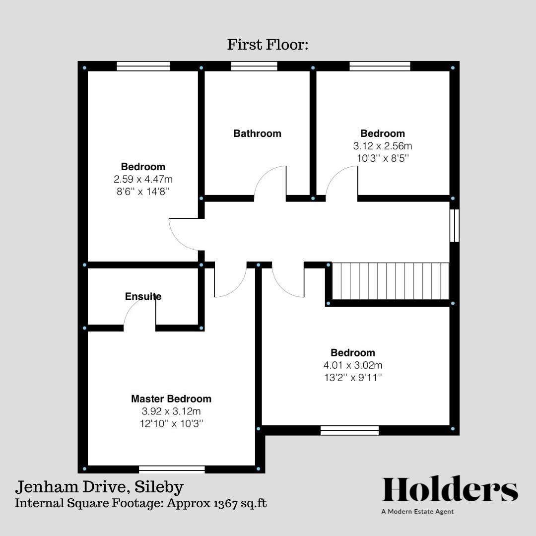 First Floor Floorplan for Jenham Drive, Sileby, Loughborough