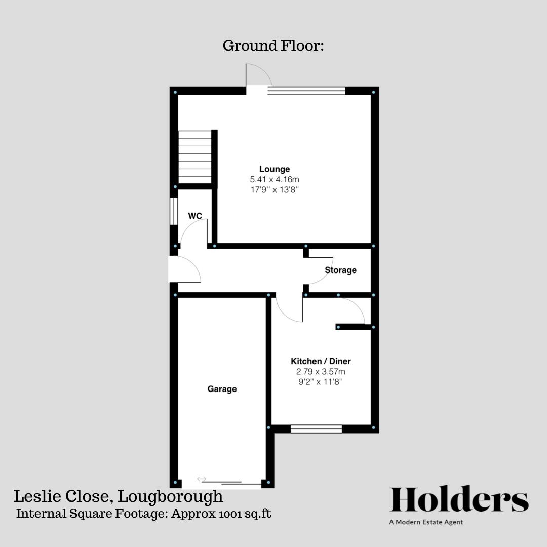 Ground Floor Floorplan for Leslie Close, Loughborough