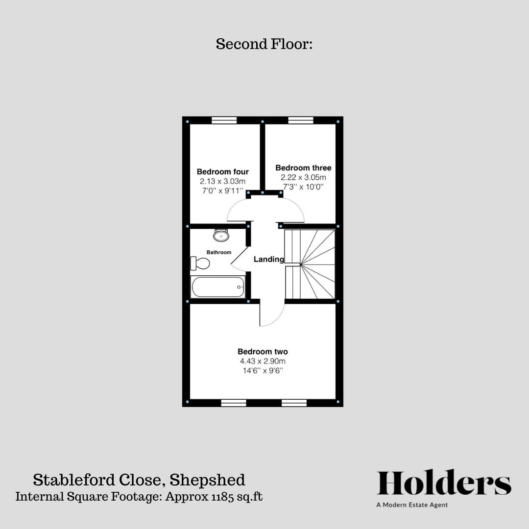 Second Floor Floorplan for Stableford Close, Shepshed, Loughborough