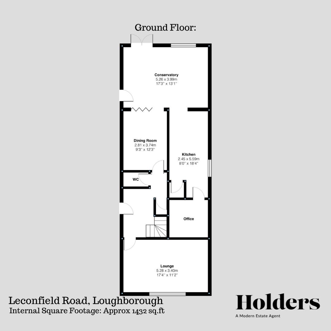 Ground Floor Floorplan for Leconfield Road, Loughborough