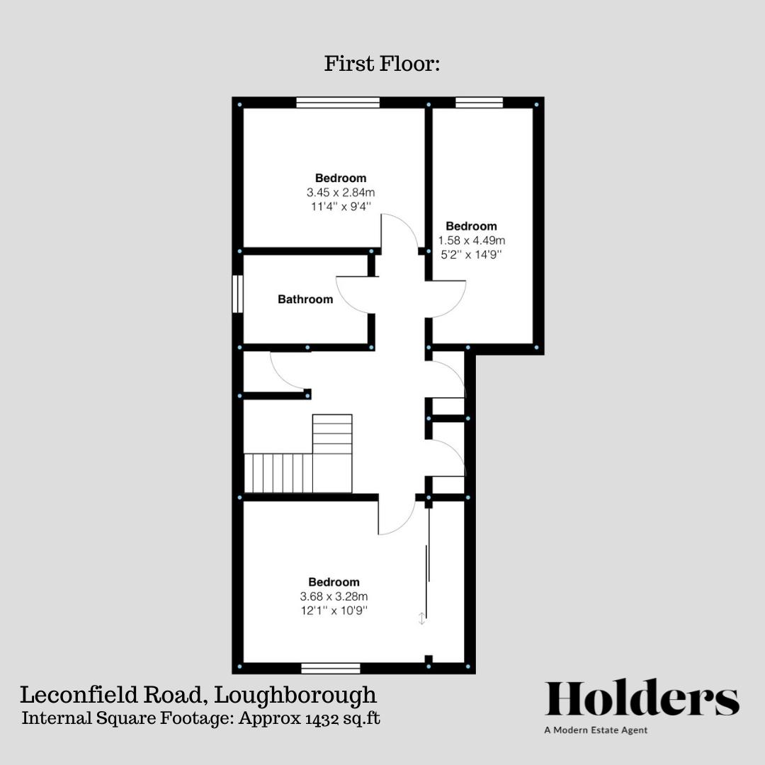First Floor Floorplan for Leconfield Road, Loughborough