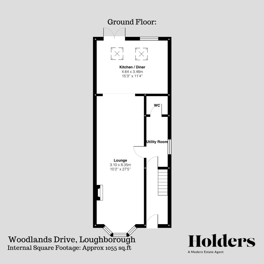 Ground Floor Floorplan for Woodlands Drive, Loughborough