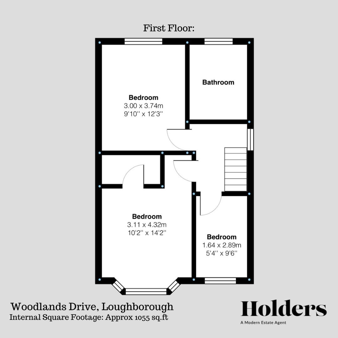First Floor Floorplan for Woodlands Drive, Loughborough
