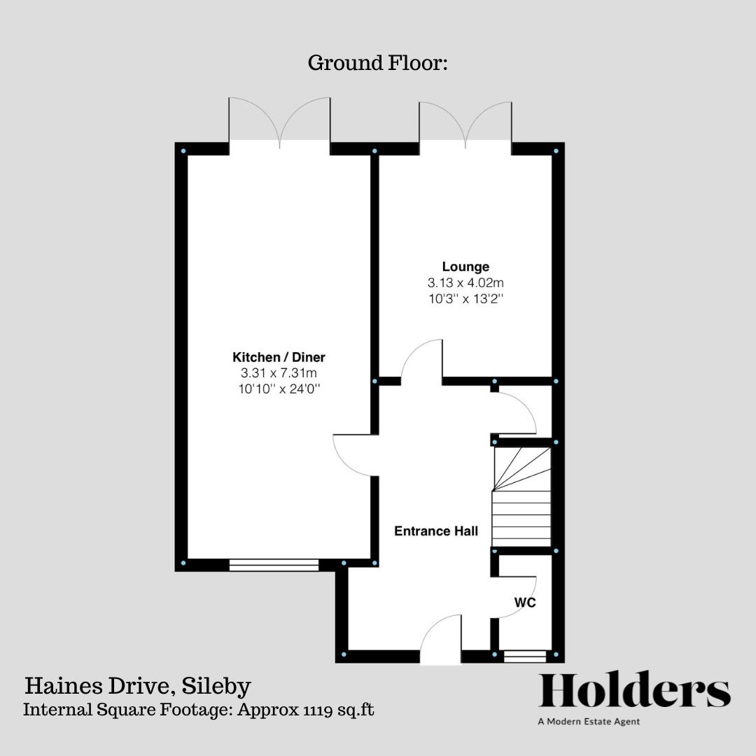 Ground Floor Floorplan for Haines Drive, Sileby, Loughborough
