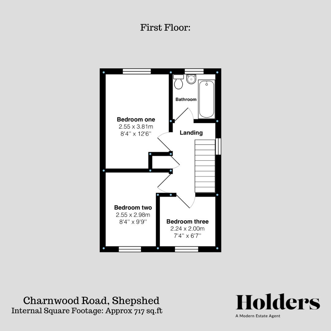 First Floor Floorplan for Charnwood Road, Shepshed, Loughborough
