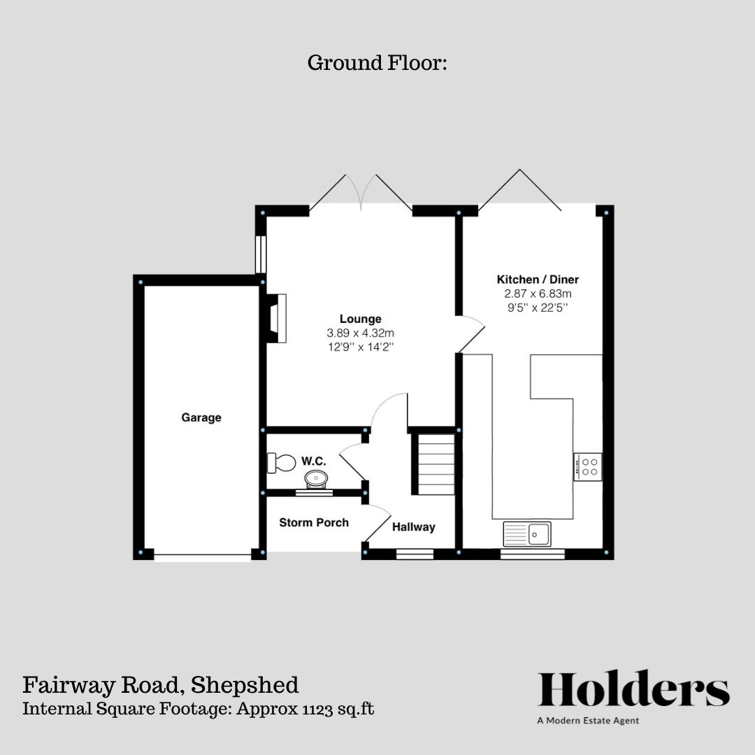 Ground Floor Floorplan for Fairway Road, Shepshed, Loughborough