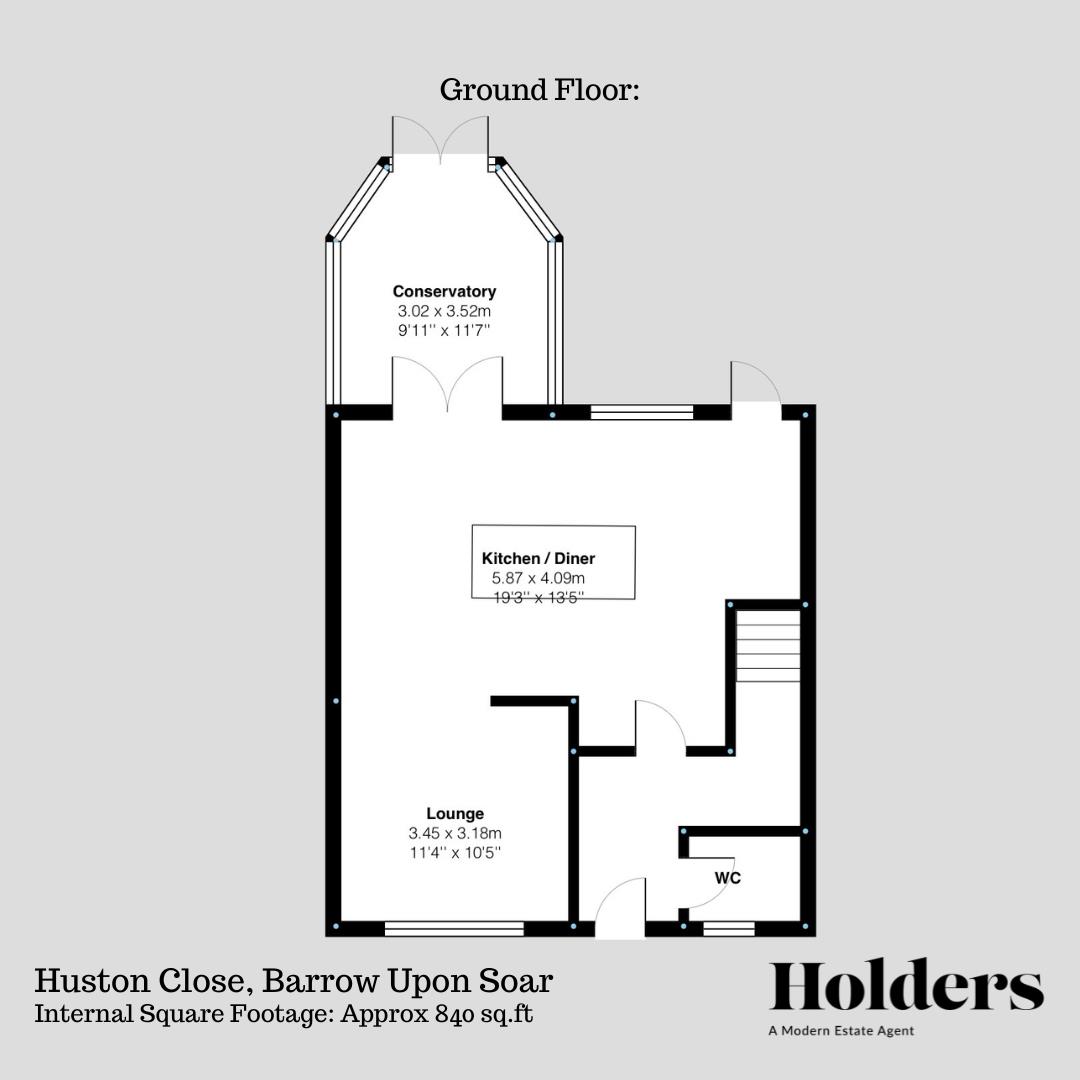 Ground Floor Floorplan for Huston Close, Barrow Upon Soar, Loughborough