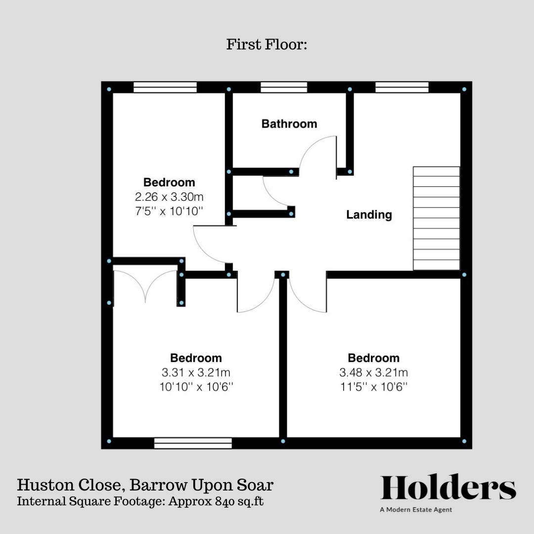 First Floor Floorplan for Huston Close, Barrow Upon Soar, Loughborough