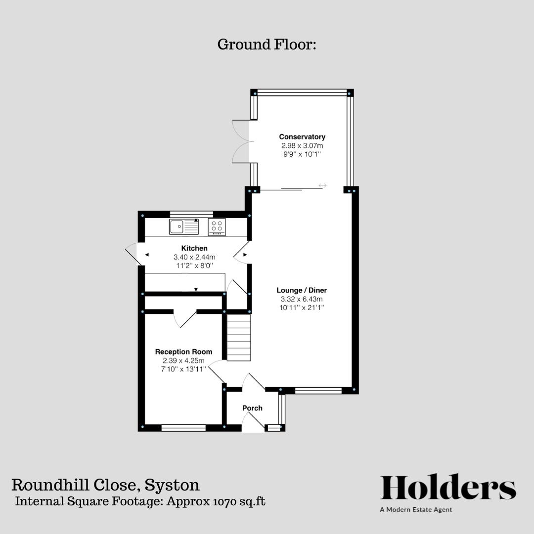 Ground Floor Floorplan for Roundhill Close, Syston, Leicester