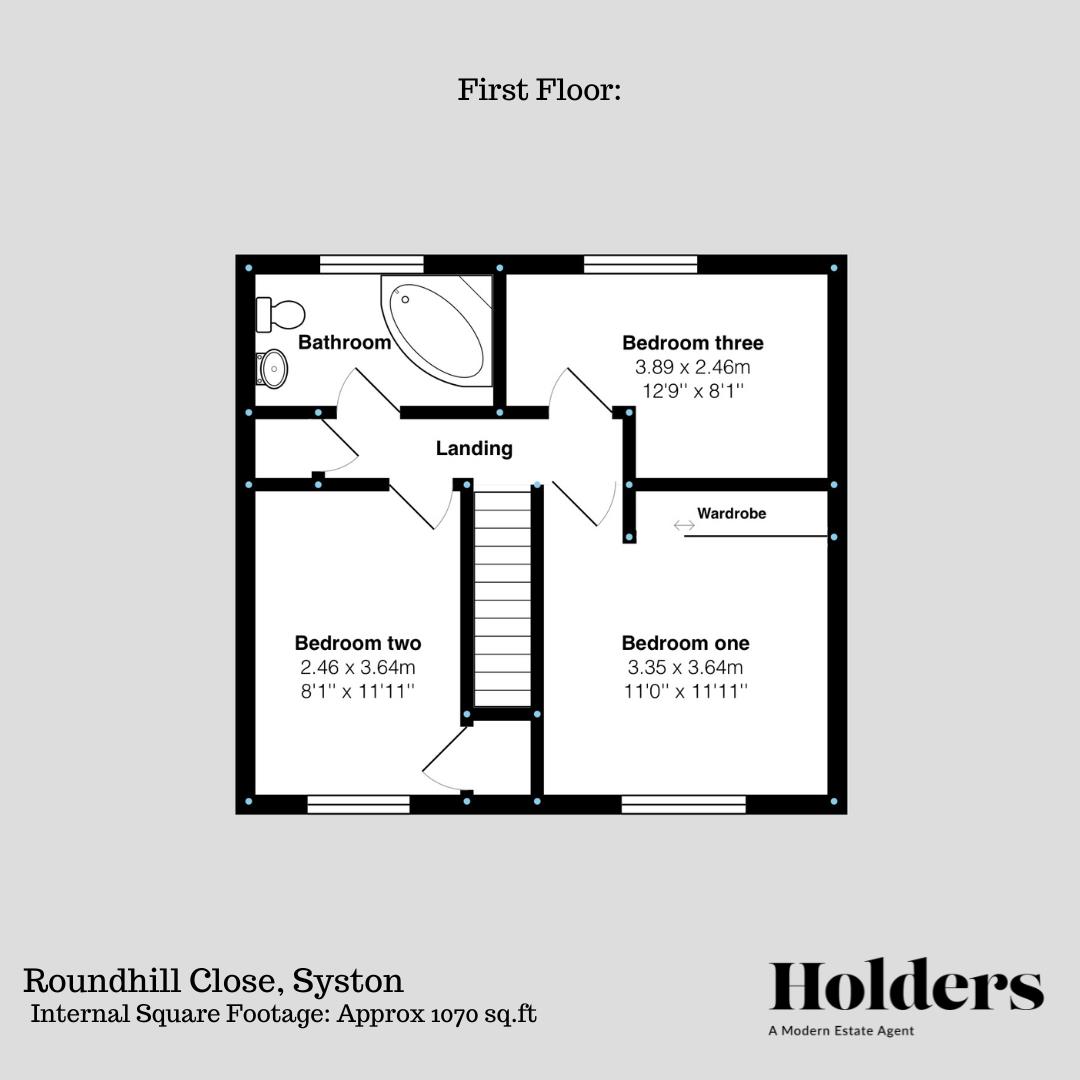 First Floor Floorplan for Roundhill Close, Syston, Leicester