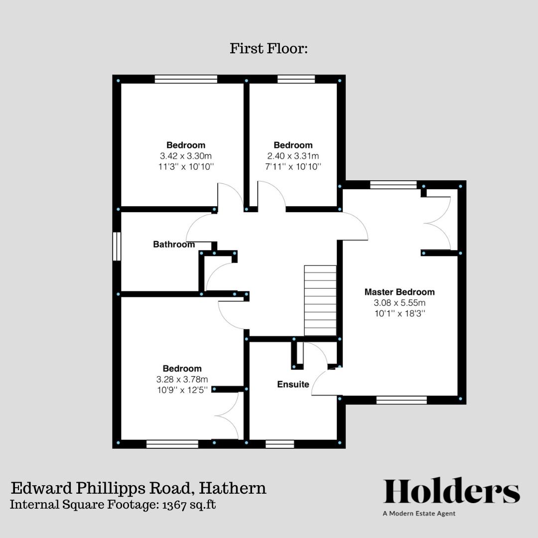 First Floor Floorplan for Edward Phillipps Road, Hathern, Loughborough