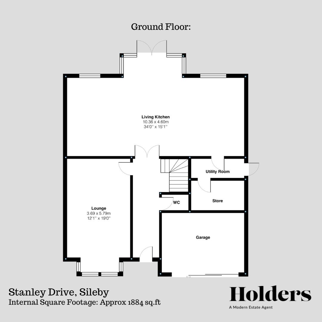 Ground Floor Floorplan for Stanley Drive, Sileby, Loughborough
