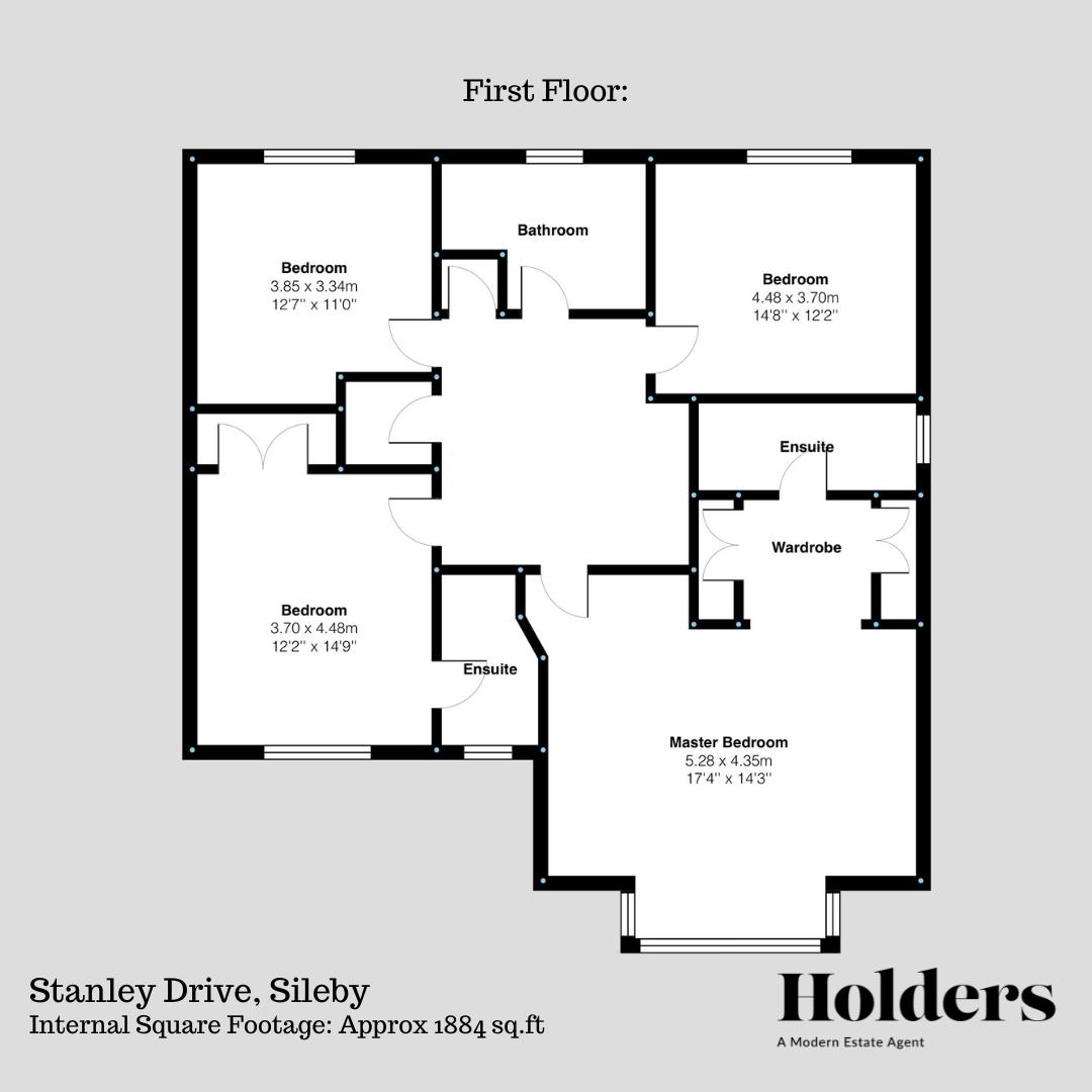First Floor Floorplan for Stanley Drive, Sileby, Loughborough