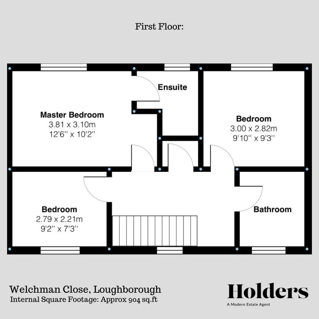 First Floor Floorplan for Welchman Close, Loughborough