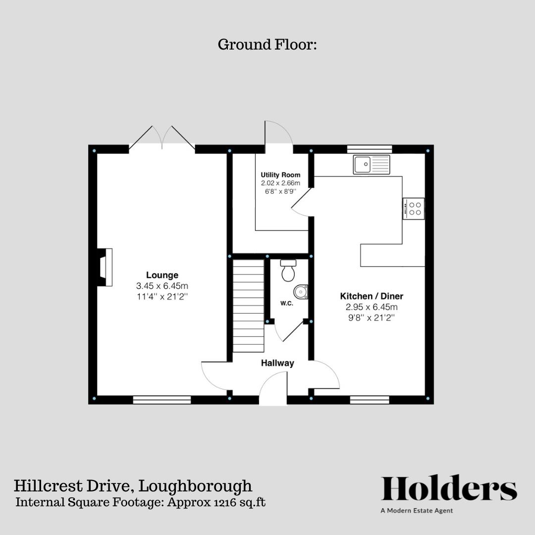 Ground Floor Floorplan for Hillcrest Drive, Loughborough