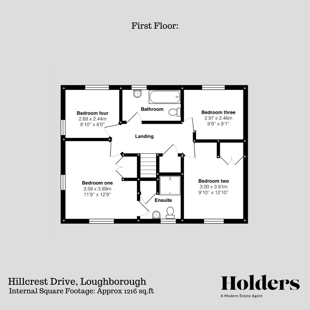 First Floor Floorplan for Hillcrest Drive, Loughborough