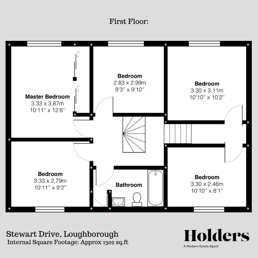 First Floor Floorplan for Stewart Drive, Loughborough